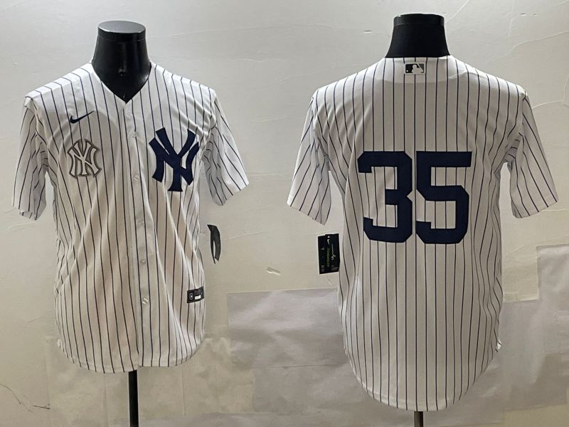 Men New York Yankees #35 No Name White Stripe Game 2025 Nike MLB Jersey style 10->new york yankees->MLB Jersey